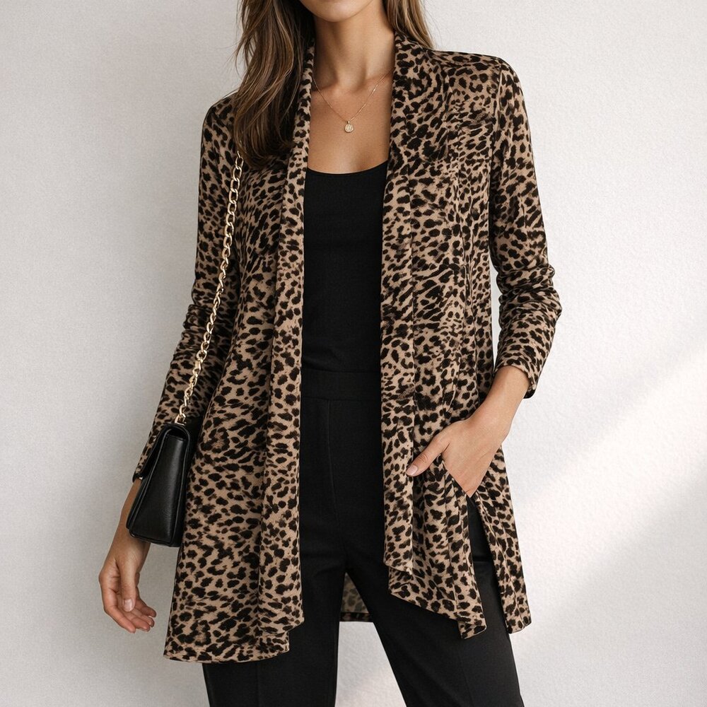 Soma Minimalist Leopard Print Open Cardigan | Y2K Indie Sleaze Layering Piece